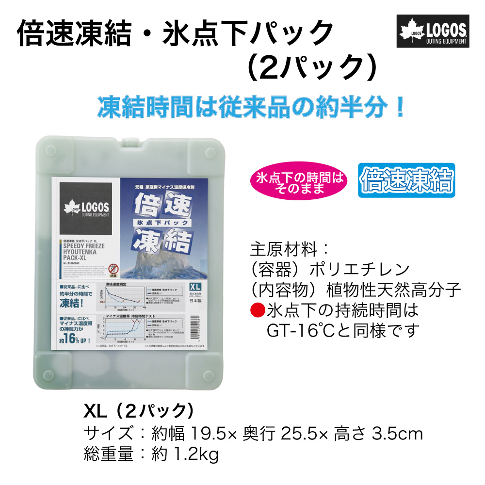 倍速凍結･氷点下ﾊﾟｯｸXLｻｲｽﾞ2ﾊﾟｯｸ【別送料1000円